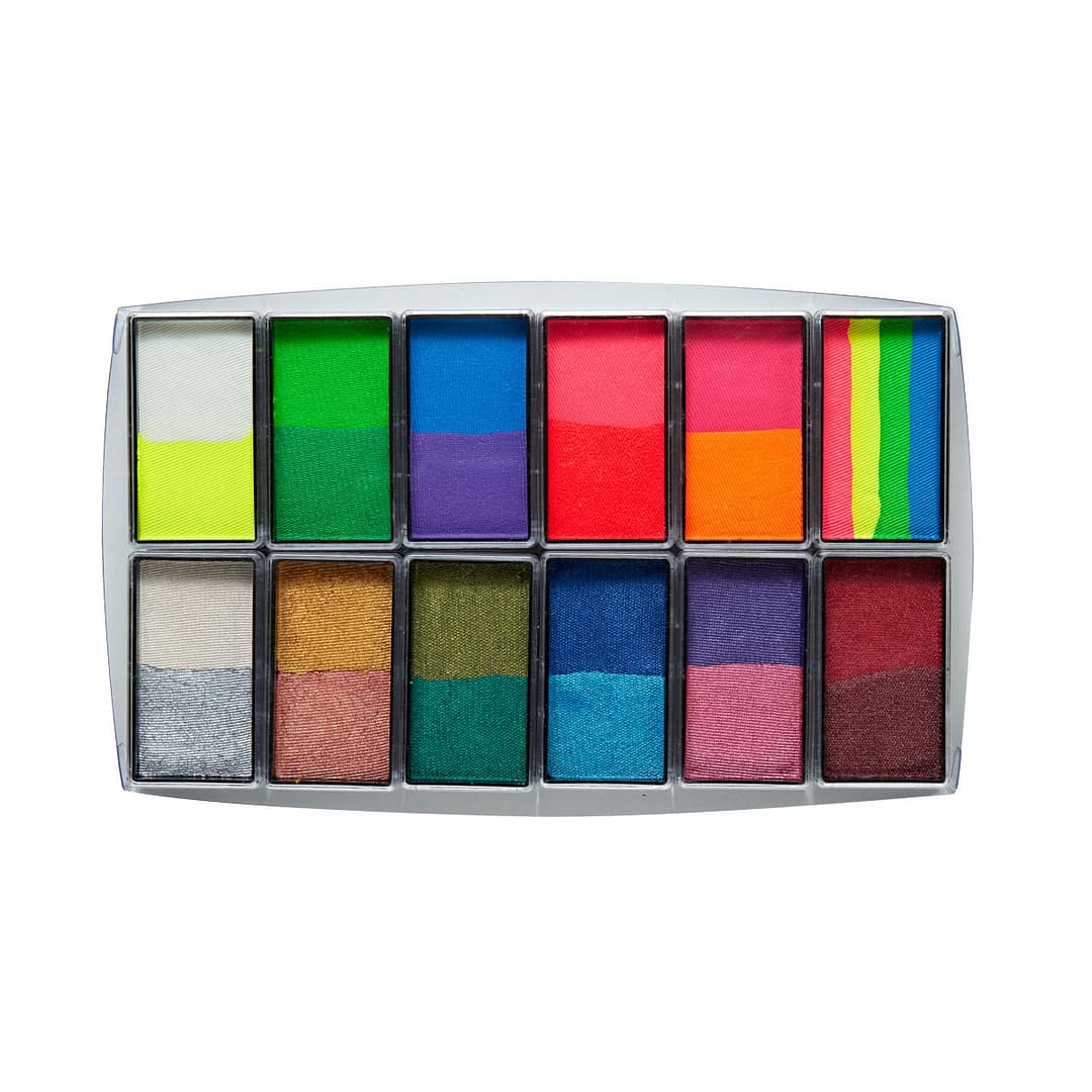 All You Need Bright & Shiny - Multi Colour Face & BodyArt Refillable FX Palette Sampler 12x 15g
