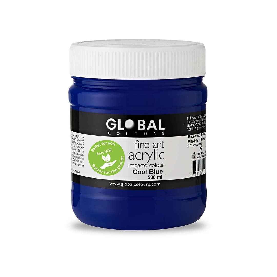 Fine Art Acrylic Paint, Cool Blue, Global Colours 500ml