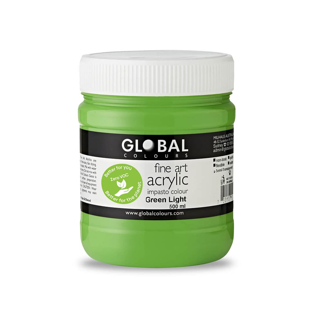 Fine Art Acrylic Paint, Green Light, Global Colours 500ml