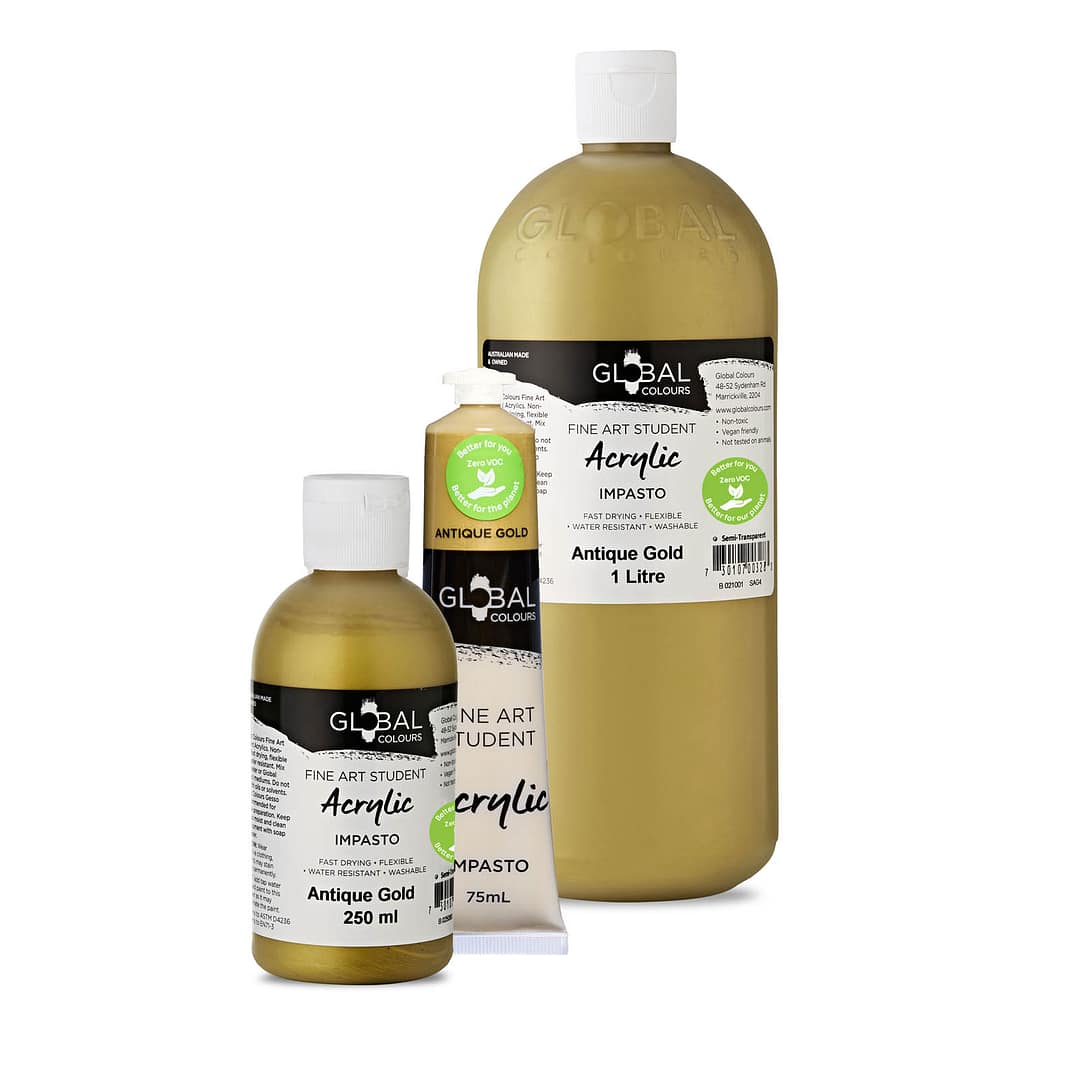 Student Acrylic Paint, Antique Gold | Global Colours - Australian Made