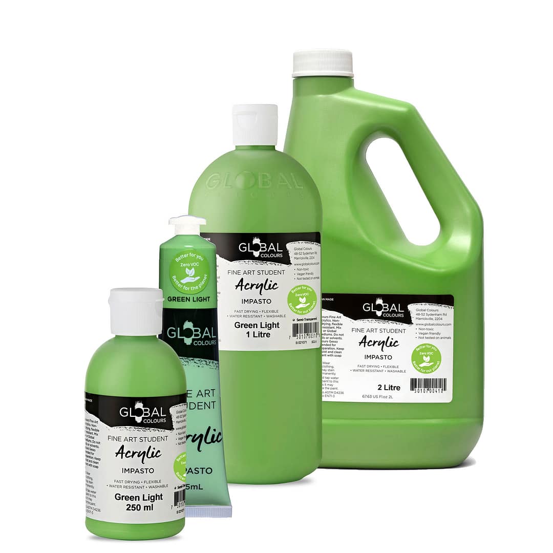 Student Acrylic Paint, Green Light | Global Colours - Australian Made