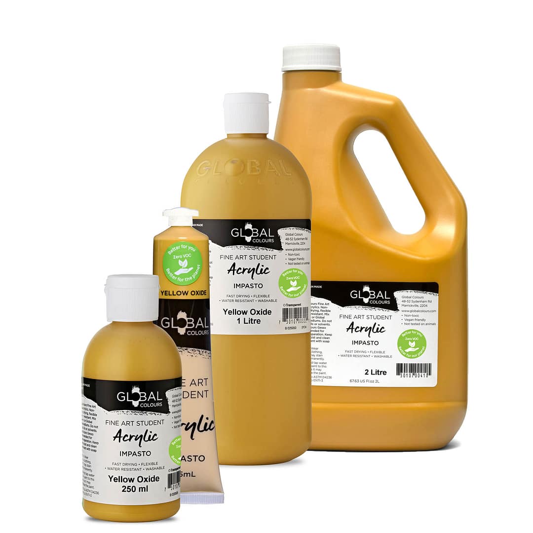 Student Acrylic Paint, Yellow Oxide | Global Colours - Australian Made