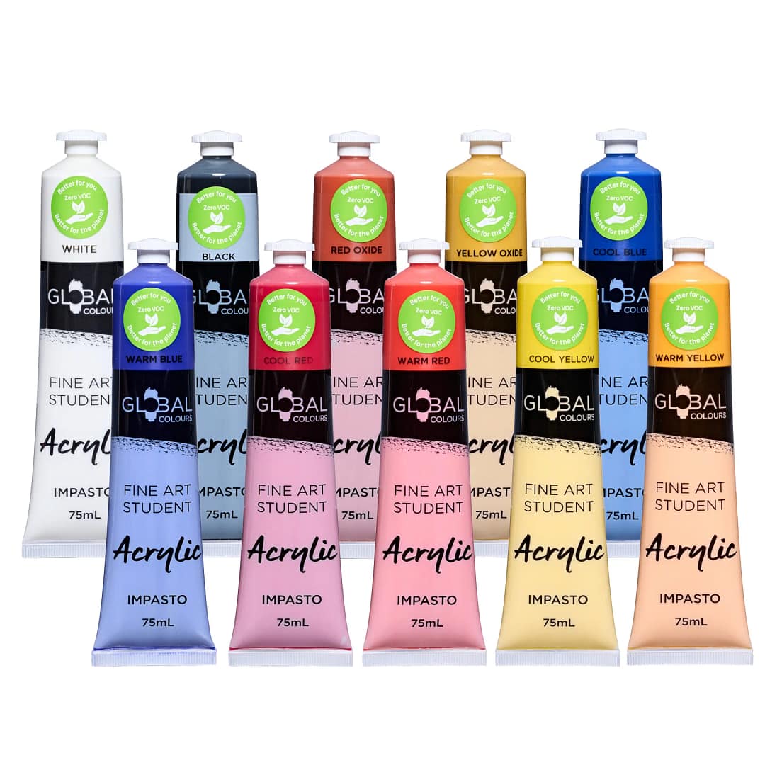 Acrylic Paint Set | Mixed 10 Colour Global Colours - 75ml Kit - Image 3