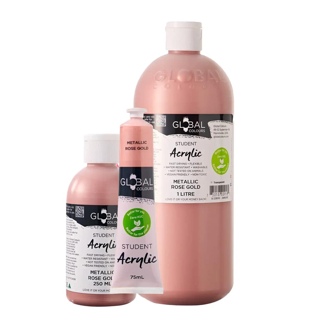 Student Acrylic Paint, Metallic Rose Gold | Global Colours – Australian Made