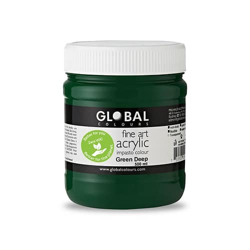 Fine Art Acrylic Paint, Green Deep, Global Colours 500ml