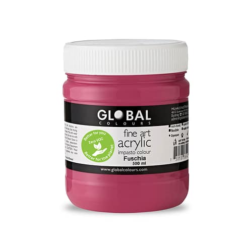 Fine Art Acrylic Paint, Fuschia, Global Colours 500ml