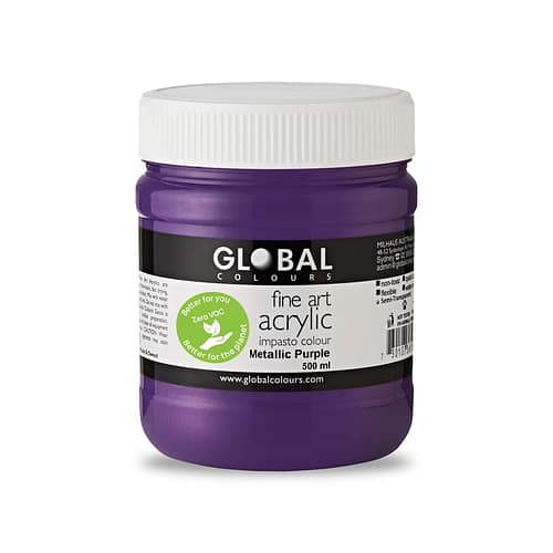 Fine Art Acrylic Paint, Metallic Purple, Global Colours 500ml