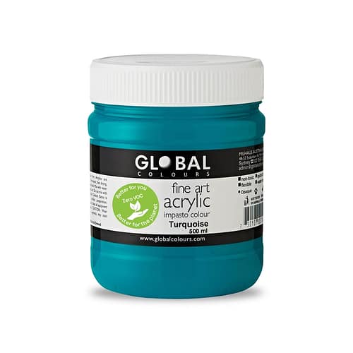 Fine Art Acrylic Paint, Turquoise, Global Colours 500ml