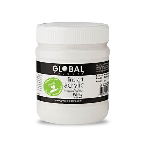 Fine Art Acrylic Paint, White, Global Colours 500ml