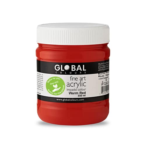 Fine Art Acrylic Paint, Warm Red, Global Colours 500ml