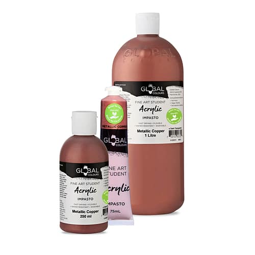 Student Acrylic Paint, Metallic Copper | Global Colours - Australian Made