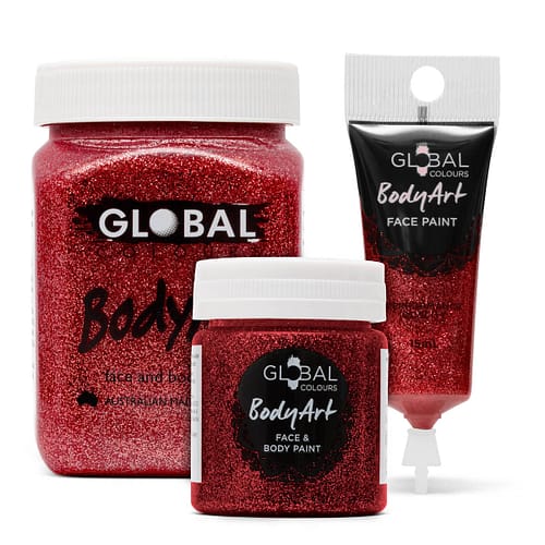 Face and Body Paint | Red Glitter | Global Colours Gels