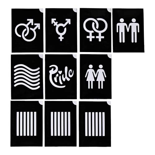 LGBTQIA+ Fake Tattoo - 10x Glitter Sticker Stencils BodyArt Special FX