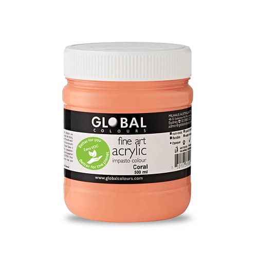 Fine Art Acrylic Paint, Coral, Global Colours 500ml