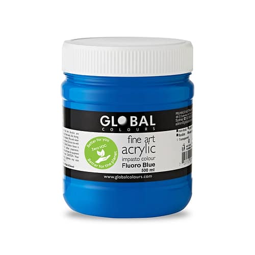 Fine Art Acrylic Paint, Fluoro Blue, Global Colours 500ml