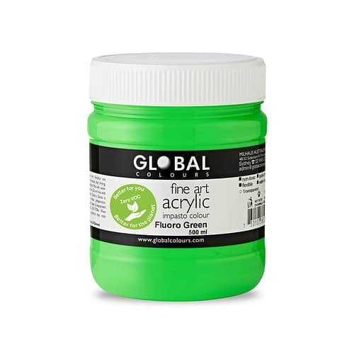 Fine Art Acrylic Paint, Fluoro Green, Global Colours 500ml