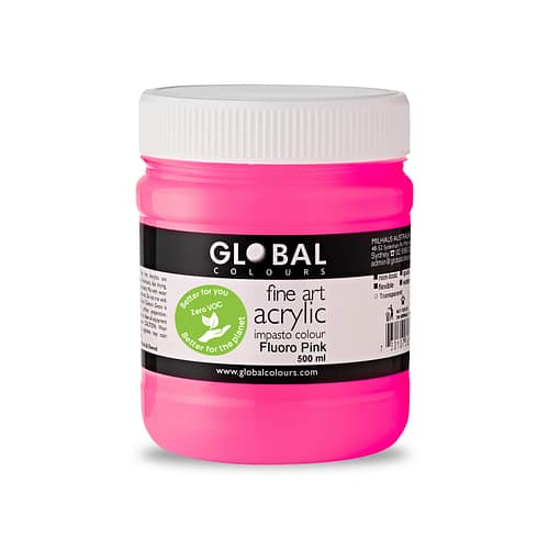 Fine Art Acrylic Paint, Fluoro Pink, Global Colours 500ml