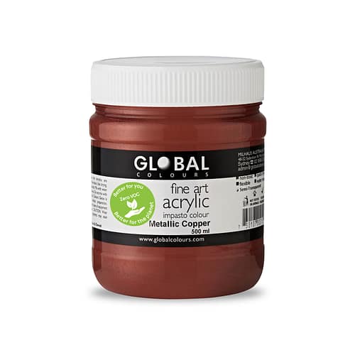 Fine Art Acrylic Paint, Metallic Copper, Global Colours 500ml