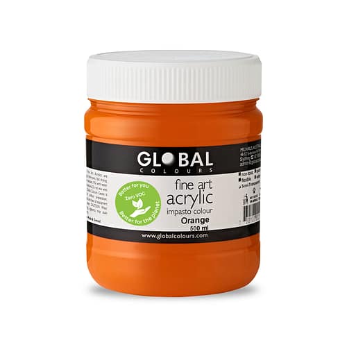 Fine Art Acrylic Paint, Orange, Global Colours 500ml
