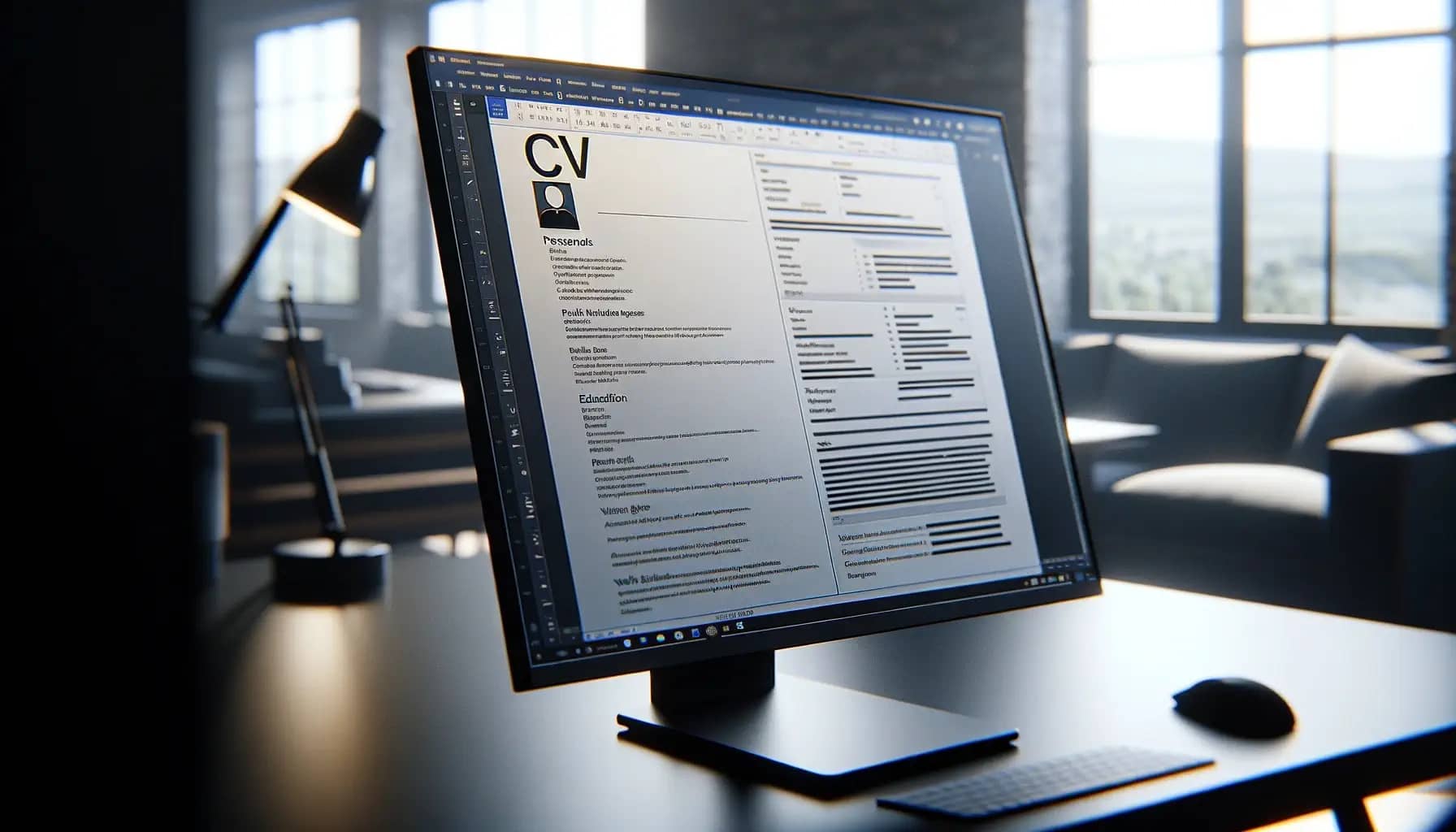 image of a CV on a computer screen