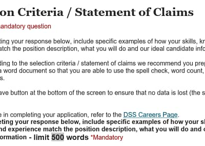 APS 500 Word Statement of Claims Example (APS6) + Guide