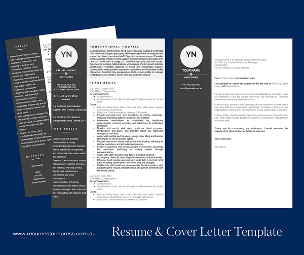 Entry-Level Aged Care Resume and Cover Letter Template