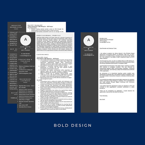 image of the BOLD executive resume writing service and cover letter design