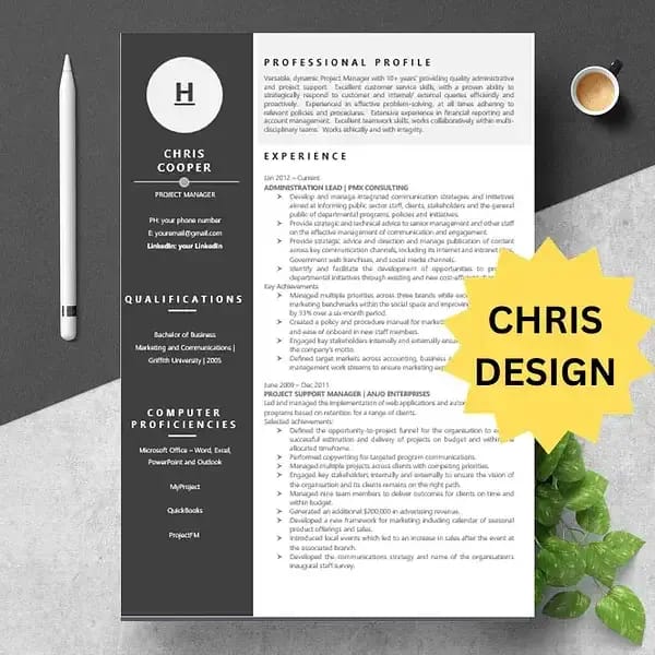 shows what the Chris resume looks like