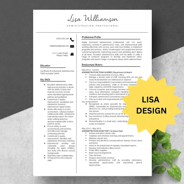 shows what the Lisa resume looks like