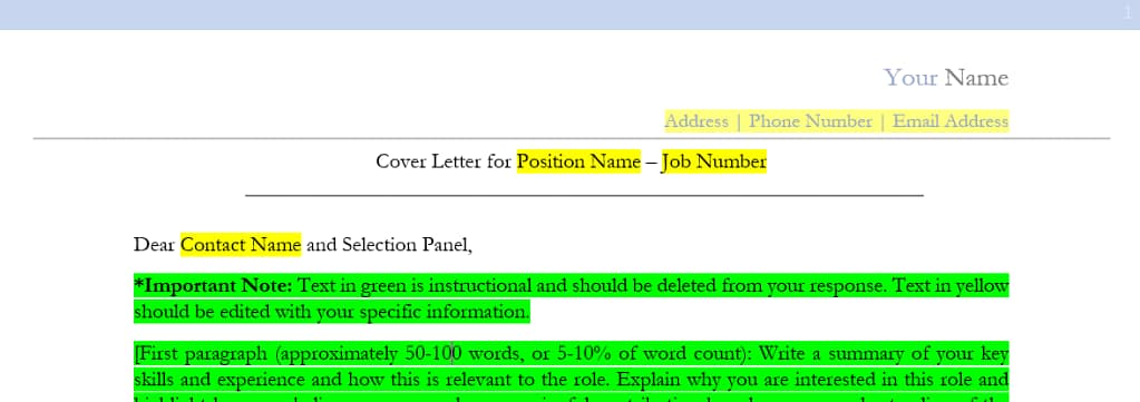 Queensland Health cover letter template