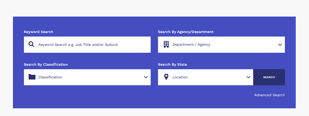 Picture of the APS Careers Website front page