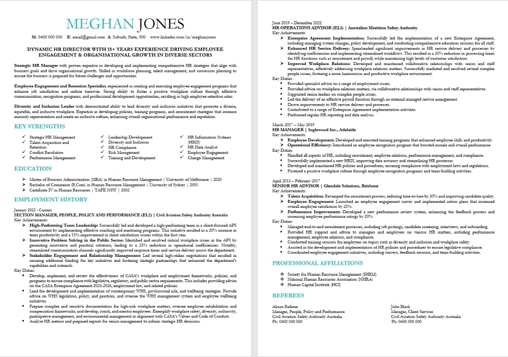 APS resume template