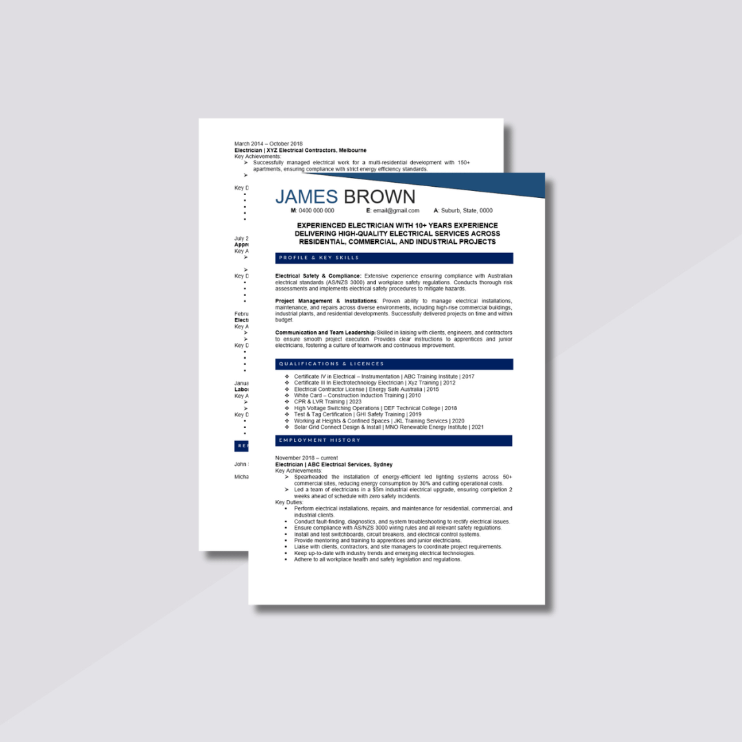 Australian Electrician Resume amp - Australian Electrician Resume Template PIC 