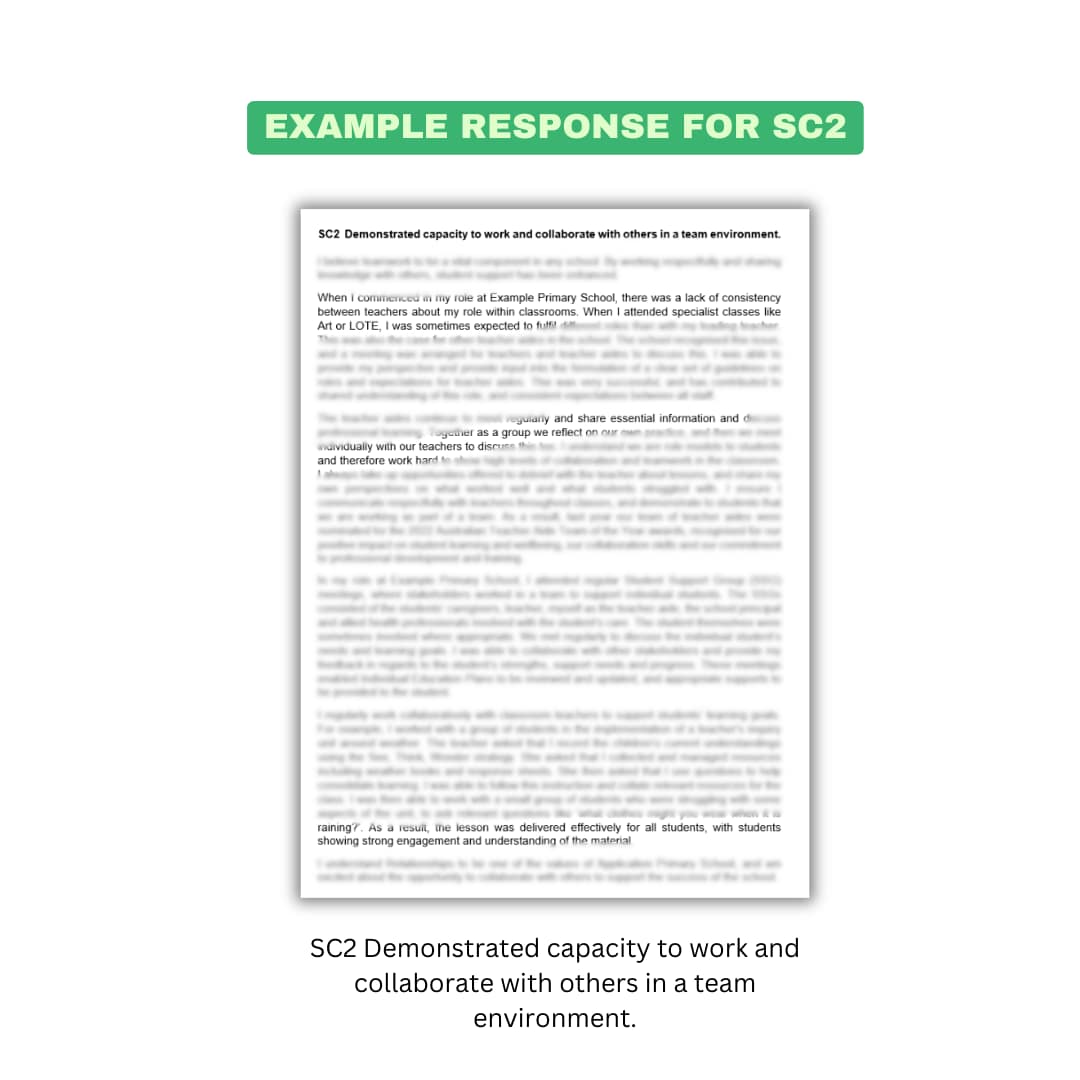 SC2 Demonstrated capacity to work and collaborate with others in a team environment selection criteria example