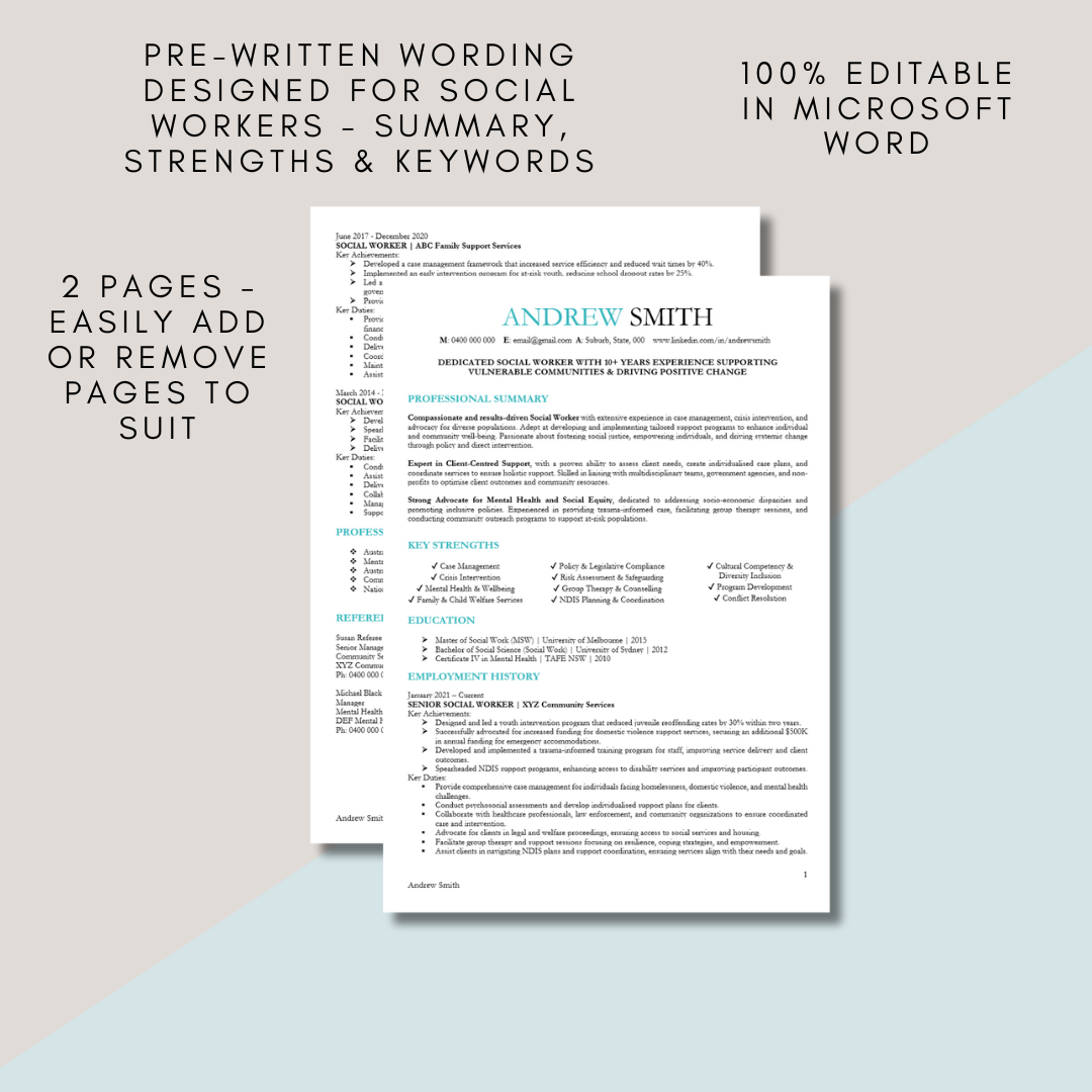 social worker resume template