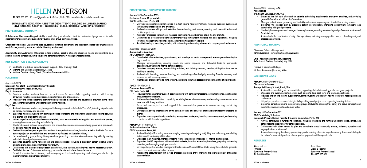 education assistant resume template