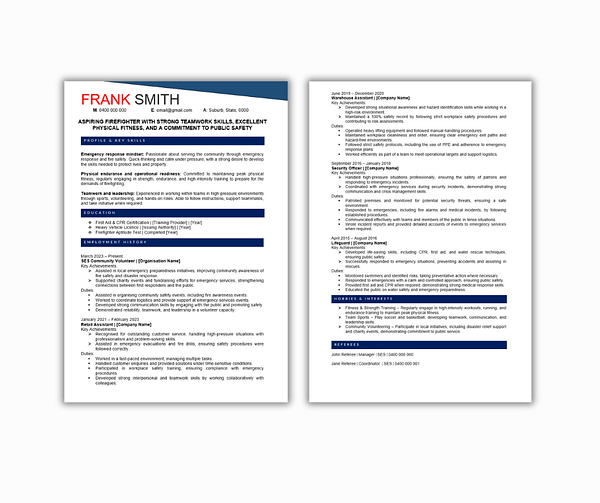 firefighter resume template
