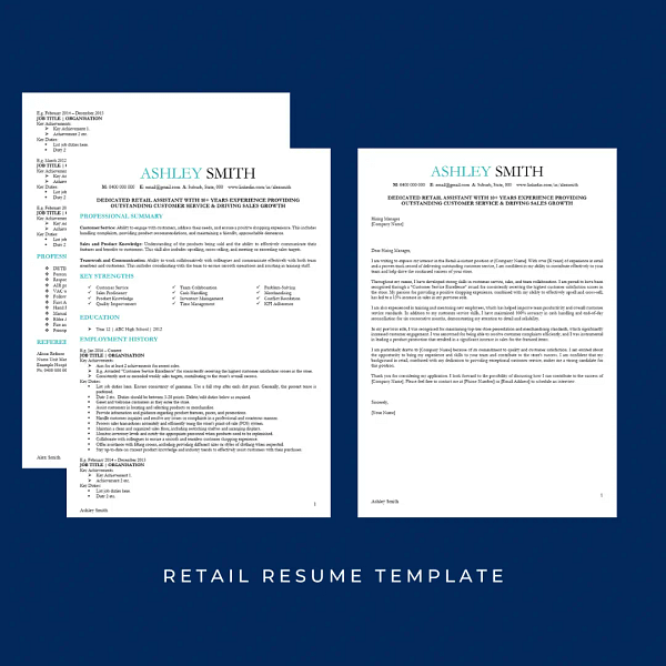 retail resume template and retail cover letter template