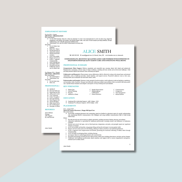 entry level aged care worker resume template
