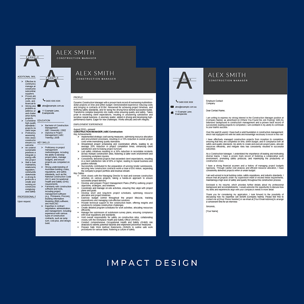 image of impact resume and cover letter design