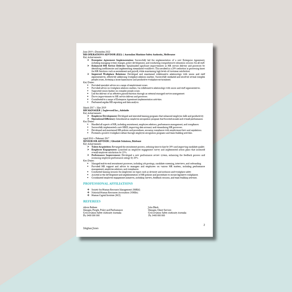 APS resume template page 2