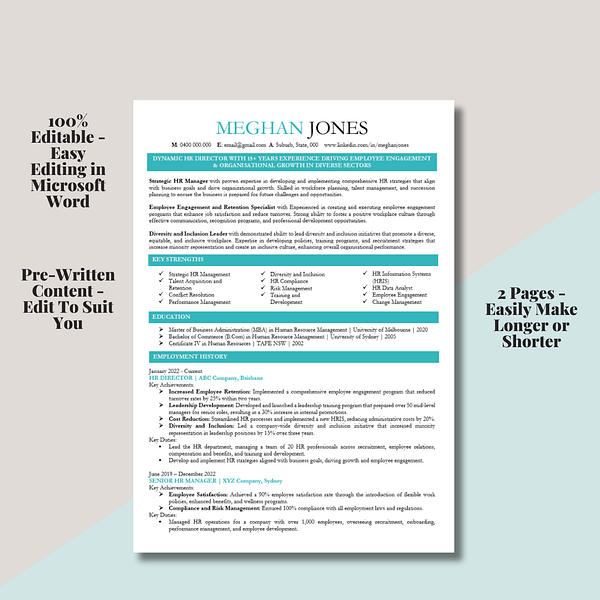 executive resume template in Microsoft Word