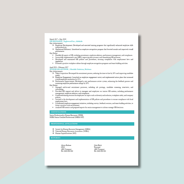 australian executive resume template