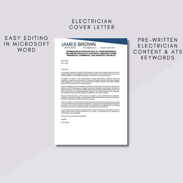 Australian electrician cover letter template