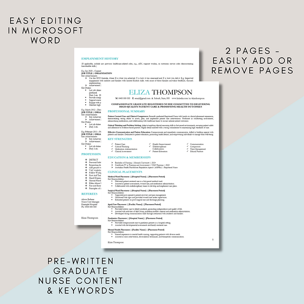 Resume Template Nursing Student in Microsoft Word