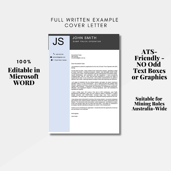 mining cover letter example