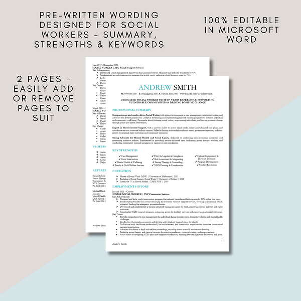 social worker resume template