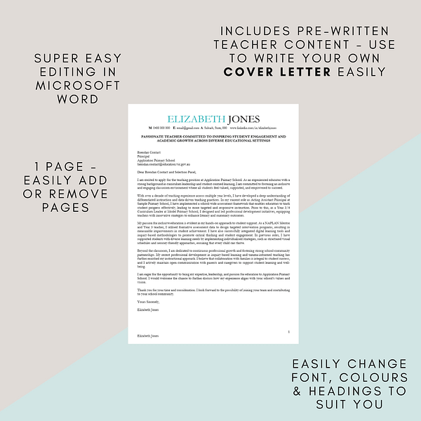 teacher cover letter template with copy