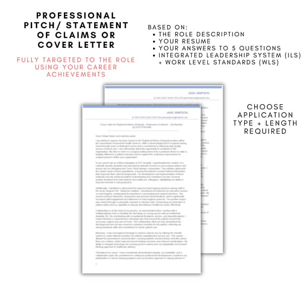 APS pitch/ statement of claims/ cover letter response service