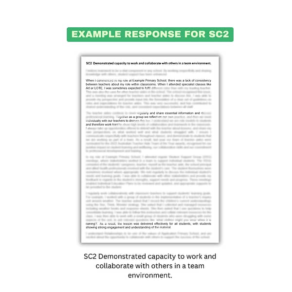 SC2 Demonstrated capacity to work and collaborate with others in a team environment selection criteria example